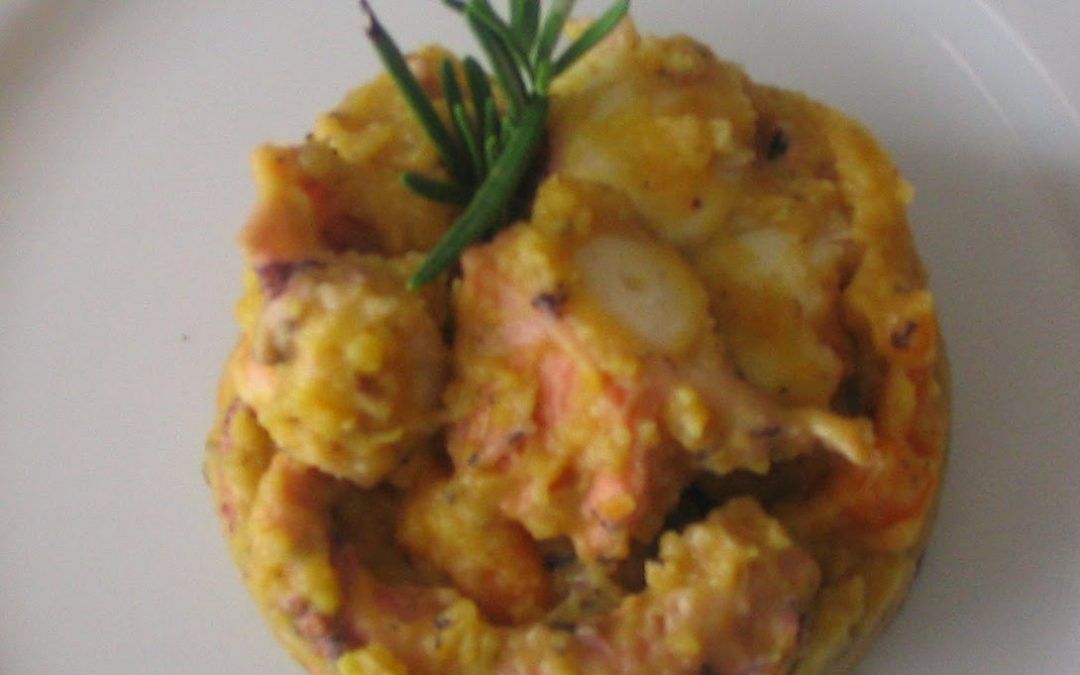 Puré de lentejas rojas con pulpo guisado
